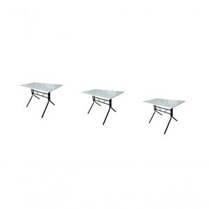 Kit 3 Mesas Moema 120x70 Branca Base Preta