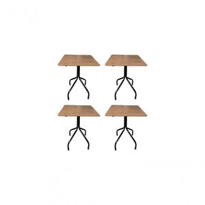 Kit 4 Mesas Moema 70x70 Imbuia Base Preta