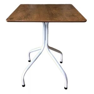 Mesa Moema 70x70 Imbuia Base Branca