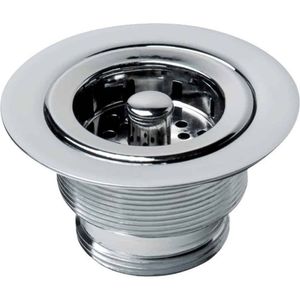 Válvula De Escoamento Para Cozinha 4.1/2 X 1.1/2 Com Cesta De Metal Cromado
