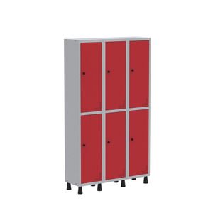 Roupeiro Aco Light 3v 06 Portas Gr303/6pri Cinza/vermelho