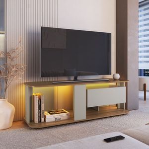 Rack Para Tv Até 55 Polegadas Com 1 Gaveta E Iluminação Em Led Rgb Ra0136 Mel/arenas