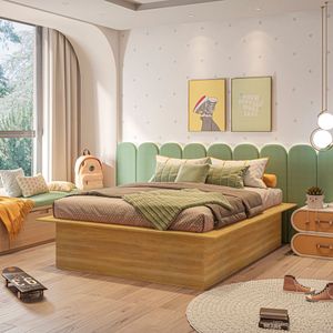 Cama Box Casal Juvenil ária Yescasa 165cm X 200cm X 41cm Freijó