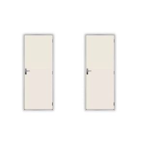 2 Kits Porta De Madeira Lisa 215x85cm Com Batente De Aço 06cm Açomad Branco