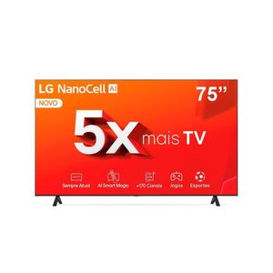 Smart TV 4K 75 LG NanoCell 75NANO80T Com Processador A5 Ger7 Azul E Preto