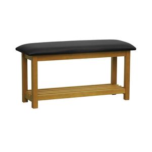 Banco Sapateira Viena Madeira Maciça Assento Estofado Corano Natural/preto