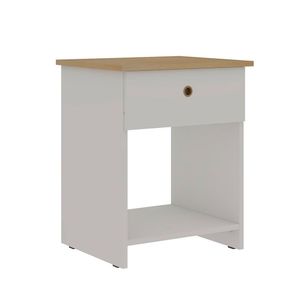 Mesa De Cabeceira 1 Gaveta Montagem Simplificada Sem Uso De Ferramentas Branco savana