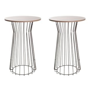 Conjunto Com 02 Mesas Conica Aço Corten Castanho