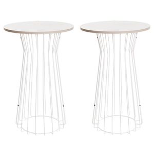 Conjunto Com 02 Mesas Conica Estilo Industria Branco