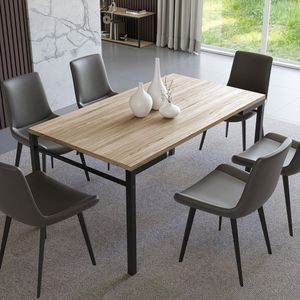Mesa Para Sala De Jantar Estilo Industrial Attenza Preto Amadeirado