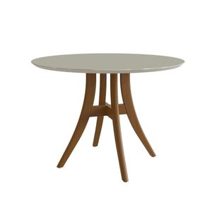 Mesa De Jantar Redonda 4 Lugares Com Tampo De Vidro 109cm Ref 910 Imbuia