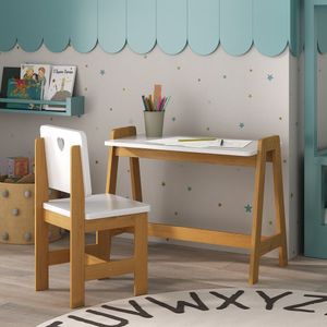 Conjunto Mesa Escrivaninha + 1 Cadeira Infantil Sofia Madeira De Pinus MDF