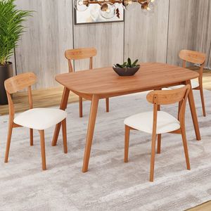 Conjunto Sala De Jantar Mesa 135x80cm Tampo Em MDF Laminado 4 Cadeiras Ceci Natural