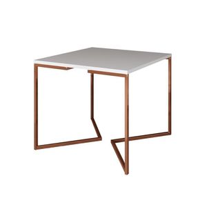 Mesa Jantar Industrial Quadrada 90cm Base Cobre V Branco