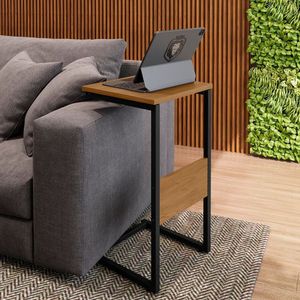 Mesa Lateral Material Principal Aço Rustico Preto Canela