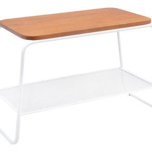 Mesa Lateral Letti Banco Sapateira Industrial Elegante Branco Nozes