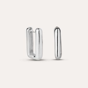 Argola M Retangular Lisa Semijoia Ródio Branco