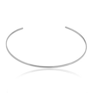 Choker Regulável Metal Banho Ródio Branco