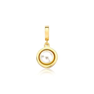 Charm Macadâmia Grande Com Pérola E Revestimento Ouro