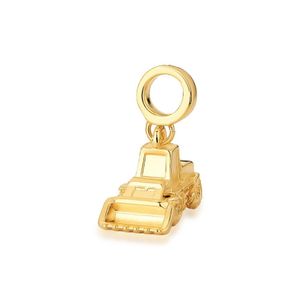 Charm Trator Pá Carregadeira Dourado Ou Prateado Metal Revestimento De Ouro
