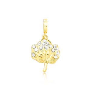 Charm Flor Do Algodão Com Cristais Revestido Em Ouro