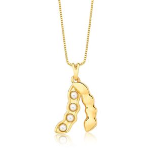 Colar Soja Com 4 Pérolas Revestido Em Ouro