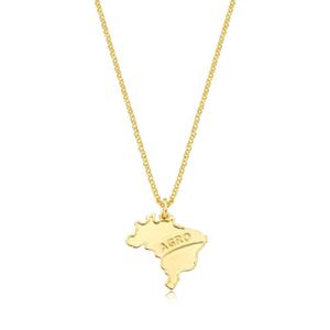 Colar Mapa Do Brasil Agro Revestido Em Ouro