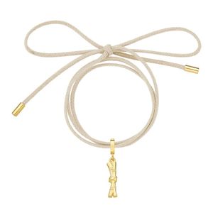 Cordão De Algodão Com Pingente Cana De Açúcar Revestido Em Ouro