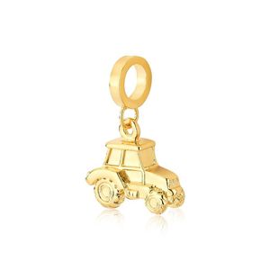 Bibelô Decorativo Mini Trator Revestido Em Ouro