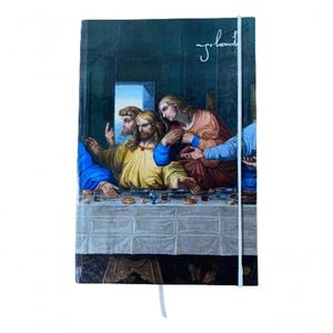 Caderno Sketchbook Grande Capa A Última Ceia Leonardo Da Vinci 21x14cm Miolo Com Pauta Para Escrever