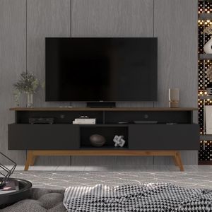 Rack Para Tv Até 70 Polegadas 2 Gavetas Grécia 180cm Preto E Freijó