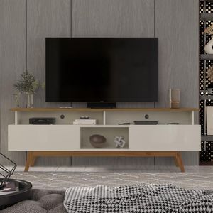 Rack Para Tv Até 70 Polegadas 2 Gavetas Grécia 180cm Off White E Nature
