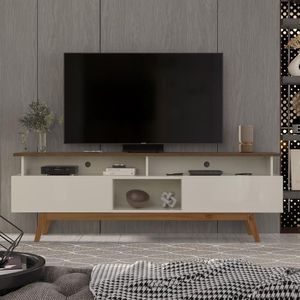 Rack Para Tv Até 70 Polegadas 2 Gavetas Grécia 180cm Off White E Freijó