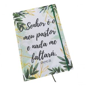 Caderno Sketchbook Grande Capa Religião Salmo 23 21x14cm Miolo Sem Pauta Para Desenhar