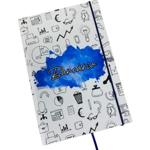 Caderno Sketchbook Grande Capa Profissões Bancário 21x14cm Miolo Sem Pauta Para Desenhar
