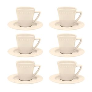 Conjunto 06 Xícara De Chá E Café Mendi Marfim 220 Ml Oxford