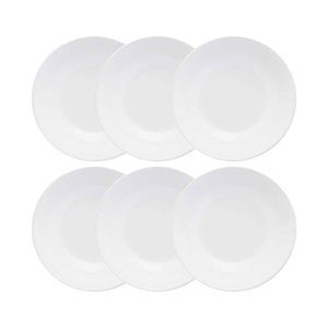Conjunto 06 Prato Fundo Unni White 20,5 Cm Branco Oxford