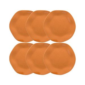 Conjunto 06 Prato De Sobremesa Ryo Papaya 21,5 Cm De Porcelana Laranja Oxford