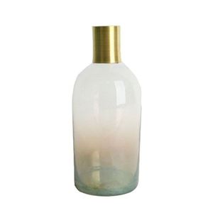 Vaso De Vidro Degradê Garrafa Decor Dourado - Rio Master - Pequeno