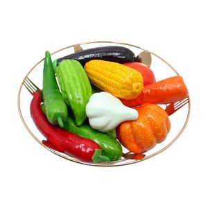 Kit Decoração Legumes Artificial Isopor E Cesta Redonda Rose