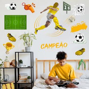 Adesivo De Parede Futebol Decorativo Para Quarto E Sala Titulo Amarelo E Branco