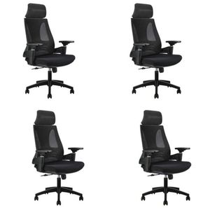 Kit 4 Cadeiras Office Diretor Toledo Com Apoia Cabeça E Braços 3d Nr17 Preto