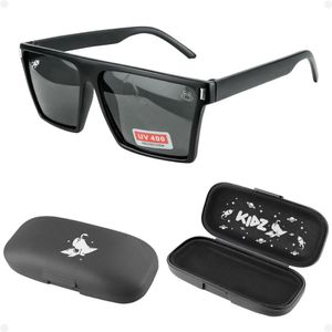 Oculos Preto Proteção Uv Sol Vintage Menino Infantil + Case Casual Presente Social Praia Criança