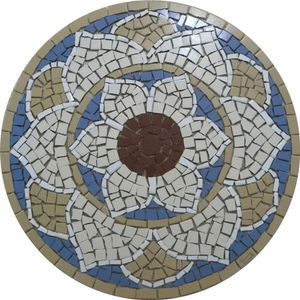 Mandala Indiana Piso Mosaico Lótus Iii Cerâmico Tamanho 90cm