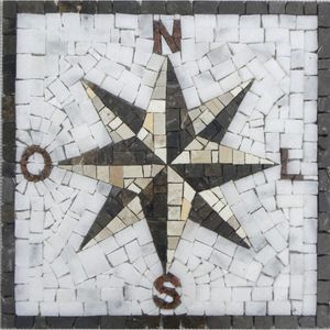 Rosa Dos Ventos Em Mosaico Com Letras Tamanho 150cm