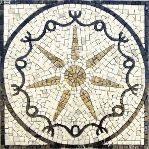 Piso Em Mosaico Romano Estrela E Proteção Em 7 Pontas Tamanho 120cm