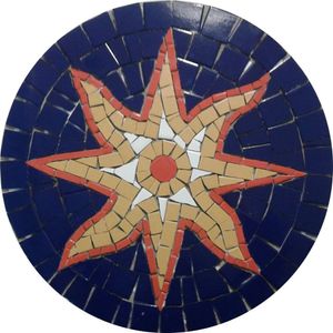 Rosone Mosaico Contemporâneo Sol Em Mosaico Ii Cerâmica Tamanho 70cm