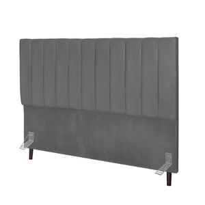 Cabeceira Estofada Cama Casal Box 140 Cm Sara Linho E Frame Cor:cinza