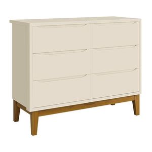 Cômoda Infantil Classic 6 Gavetas Areia Fosco Com Pés Amadeirado - Reller Móveis Areia Fosco