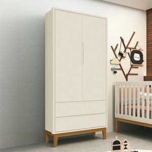 Guarda Roupa Infantil 2 Portas Classic Areia Fosco Com Pés Amadeirado Reller Móveis Areia Fosco